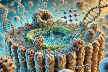 The ribosome is depicted here hard at work, indicating its various subunits, RNA and proteins interacting with mRNA and tRNA, all occurring within a cellular milieu as protein synthesis takes place.